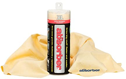 CleanTools the absorber XL 29-Inch x 18-Inch, Natural (Tan) - Synthetic Premium Drying Chamois Cloth for Cars and Trucks - Super Absorbent, Scratch-Free and Washable