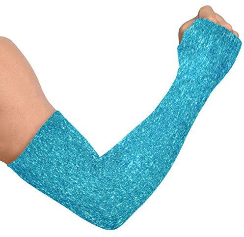 Caihoyu Gartenarmstulpen für Damen, Bauernhof, Eisseide, Armstulpen mit Sonnenschutz, Armstulpen, Blaue Glitzer-Textur, Einheitsgröße