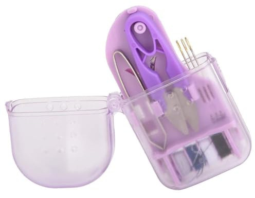Kits de costura, sewing kit,costurero pequeño,kit de costura pequeño Kit de costura de viaje Mini caja de kit de costura con caja de almacenamiento Tijera de coser Hilo Pinzas Agujas de coser(Púrpura)
