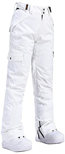 Herren Damen Winter Schneehose Dicke Warm Outdoor Sport Hose Snowboardhose Skihose Weiß L