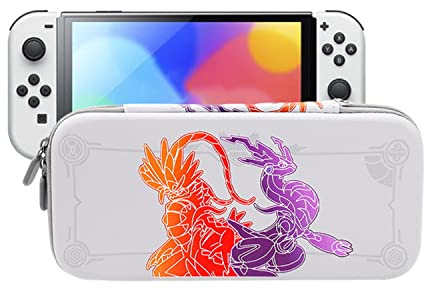 CHIKIXSON Custodia per N-Switch e Switch OLED, Accessori per Interruttori con 10 Cartucce di Gioco, Custodia Protettiva da Viaggio Rigida per Switch Console(Purpur and Karmesin)
