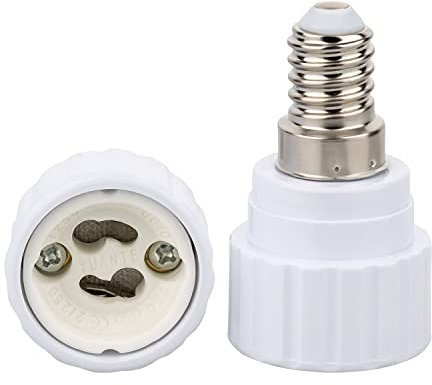 ISOLATECH 2pcs E14 adattatore presa per lampada GU10 presa bianco LED convertitore per lampade a risparmio energetico (max. 250V/2A) lampadine bagno cucina base ceramica resistente al calore