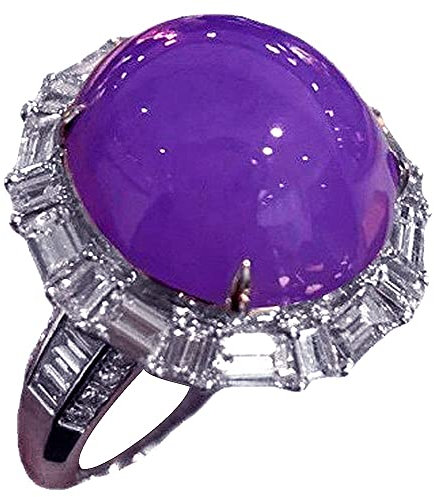 Lavendel Jade Ring Runder echter Lila Jade Ring für Frauen Veilchen Ring .925 Sterling Silber