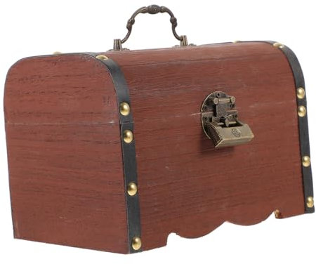 Toyvian Schatzkiste Sparschwein Aufbewahrungsbox Für Schmuck Aus Holz Vintage-schatztruhe Holz Verschlossene Schatztruhe Schmuckbehälter Schmucksache Kind Metall Pirat Hölzernes Schloss