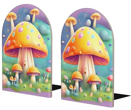 Fantasy Dream Pilz-Buchstützen Große Buchstützen Holzdekor, modernes dekoratives Buchzubehör, hält Bücher sicher an Buchstützen, 1 Paar