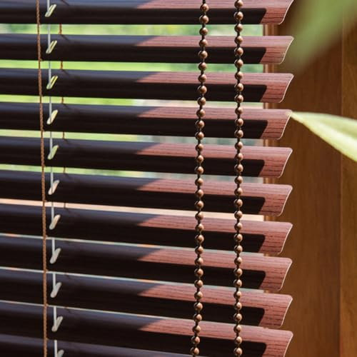 ZHUOZ1T Aluminium Jalousie,Innen Lamellen-Rollo,Holzmaserung Fensterjalousie,Sichtschutz/Verdunklung/Wärmedämmung Jalousette,Für Türen Fenster,Anpassbar,Breite x Höhe (140x180cm)