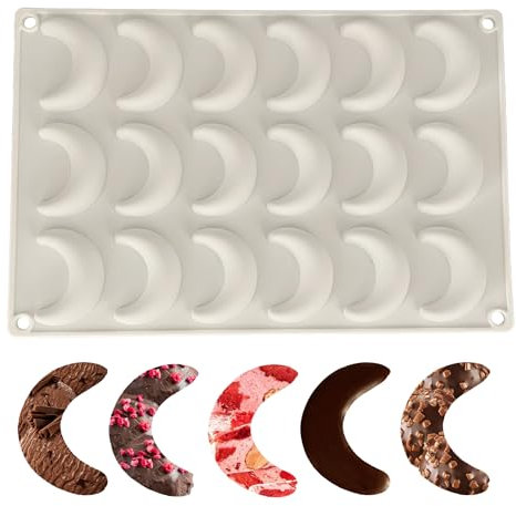 duoyif Stampo Da Forno In Silicone Luna, 18 Cavità Stampo Di Cioccolato Luna, Stampi Per Cottura Del Pane Luna, Stampo Luna Per Decorare Torte Cioccolato Caramelle Ghiaccio (luna, 35x52mm)