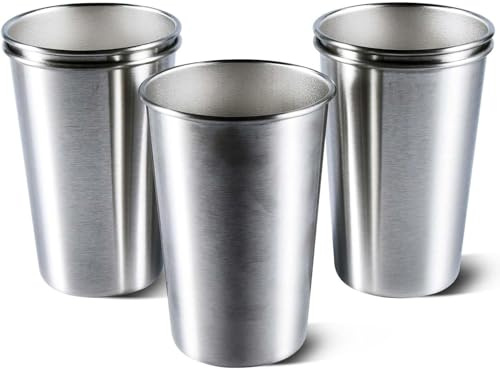 Miskall Gobelets en Acier Inoxydable Incassables, Mugs en Métal Réutilisables Gobelets en Acier Inoxydable de Camping en Métal Incassable pour Bar Maison Restaurant (4 Pièces)