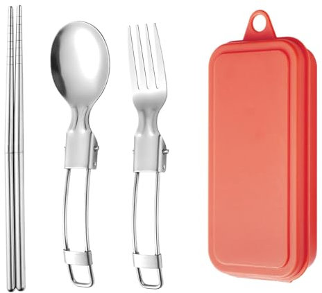 Camping-Besteck-Set, tragbares Besteck-Set mit Koffer - Faltbare Lunch-Besteck-Sets für die Arbeit,Faltbares Lunch-Utensilien-Set mit Aufbewahrungskoffer, Lunchtaschen-Zubehör für Reisen,