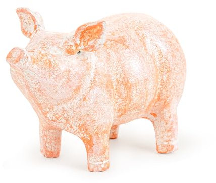 Sungmor Schweinestatue aus Gusseisen, skurriles stehendes Schwein, Garten, dekorative Statue, rustikal, rosa, Heimbüro, Schreibtisch, Briefbeschwerer, Türstopper, niedliche Sammlerfigur, Bücherregal,