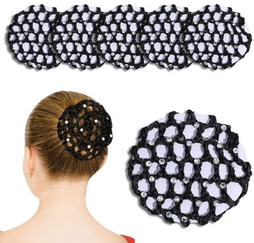 WeddHuis 5 Stück Bun Hairstyle Aid, Fabric Knot Net, Bun Net, Bun Cushion, for Gymnastics Rhythmic Gymnastics Ballet (Black)