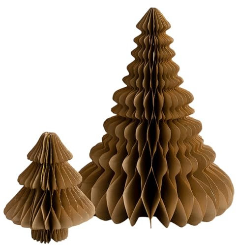 Tischdeko Weihnachten Papier Weihnachtsbaum Deko | 2 Teiliges Weihnachtsbaum-Ornament Für Den Schreibtisch | Papier Waben Papierbäume | Weihnachtsschmuck | Wiederverwendbar Christmas Deko