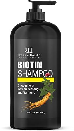 Botanic Hearth Biotin Shampoo | Infused with Korean Ginseng & Turmeric for Stronger, Thicker-Looking Hair - Sulfate & Paraben Free | 16 fl. oz (473 ml)