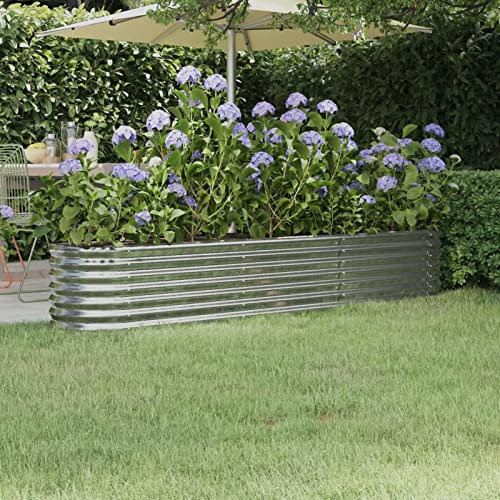 Somanki Hochbeet Pulverbeschichteter Stahl 224x40x36 cm Silbern, Palettenrahmen, Hochteich, Gemüsebeet, Kräuterregal Balkon, Blumenbeet, Kräuterspirale, Tomatenbeet, Pflanzhochbeet - 318877