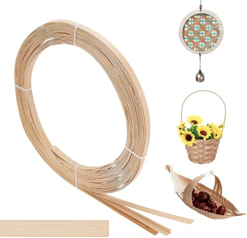 nbeads 30m Bambus-Streifen, 10mm Breit Flaches Weidenrattan Webbing Korb Weben Materialien DIY Korb Rattan für Korbherstellung Webbing Möbel Weben DIY Crafts