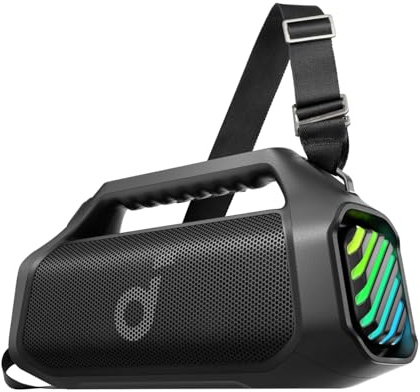 Soundcore Boom 2 Pro, Altavoz Bluetooth Potente,140 W, 2+2 Canales, BassUp 2.0, 20 h de Uso, Carga rápida, IP68 Resistente al Agua, Luces RGB, batería Externa, Bluetooth 5.3, portátil, Playa