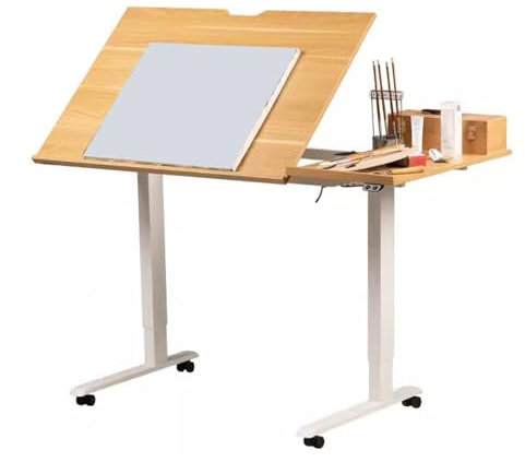 WJFTODAY Zeichentische, Zeichentisch, Zeichentisch, Kunsttisch, Zeichenstaffelei, Zeichenh, Zeichenstaffelei, Zeichentisch, höhenverstellbar, Basteltisch mit kippbarer Tischplatte für das Home-Office