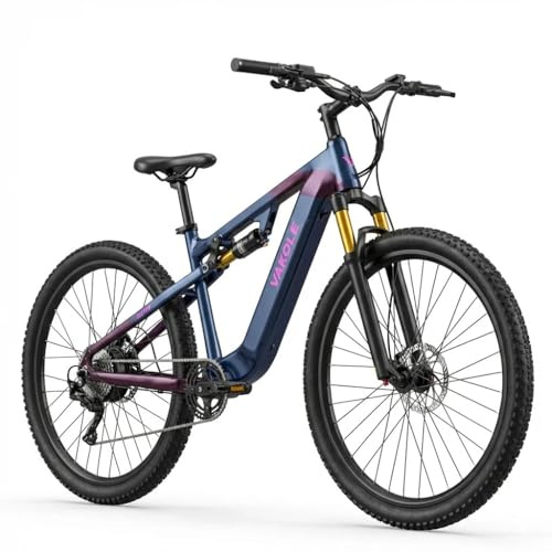 VAKOLE EMT29 elcykel elcyklar med 48 V 15 Ah-batteri, E-cykel 29 x 2,4 tum, full fjädring 8-växlad e-mountainbike med vridmomentsensor, elcykel för kvinnor och män