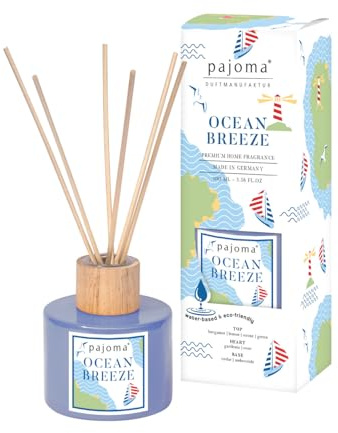 Raumduft Diffuser Ocean Breeze, 100 ml mit Stäbchen - Essential Oils Lufterfrischer in Geschenkverpackung | Frische Brise mit Bergamotte, Orange & Lavendel | Wohn-, Schlaf-, Bad, WC, Hotel, Büro, Deko