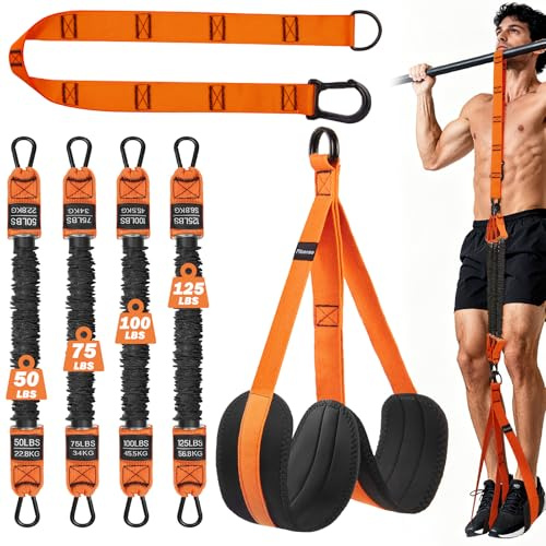 Fitense Klimmzughilfebänder, Hochleistungs Klimmzug-Widerstandsbänder 50-350lbs mit verstellbarem Widerstand und Höhe mit Fußstützpedalen, Hilfsbänder für Klimmzüge, Pull Up Klimmzug Resistance Bands