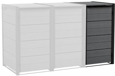 Koll Living Mülltonnenbox Hide Away | 240 Liter (Erweiterung) | flexibel erweiterbar | Stahlrahmen | mit Gasdruckfedern | Anthrazit | naturgetreue Holzoptik | wetterfest & wartungsfrei | belüftet
