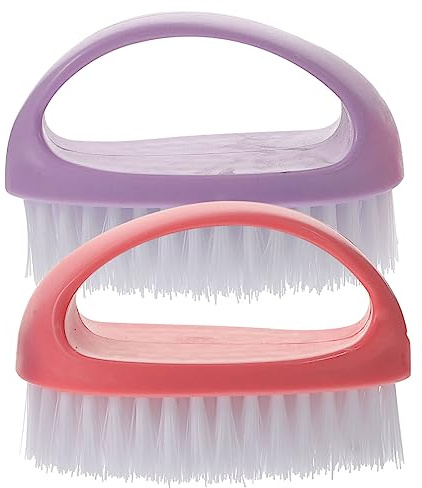 NIYANGLE 2piezas Cepillo Pequeño Para Limpiar Uñas Unidades Mango Para Manicura y Pedicura Ligero y Compacto