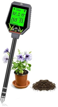 Misuratore ph Terreno, Misuratore digitale multifunzionale del pH del terreno, misuratore di EC, rilevatore di umidità for la fertilità del giardino, monitor della luce solare