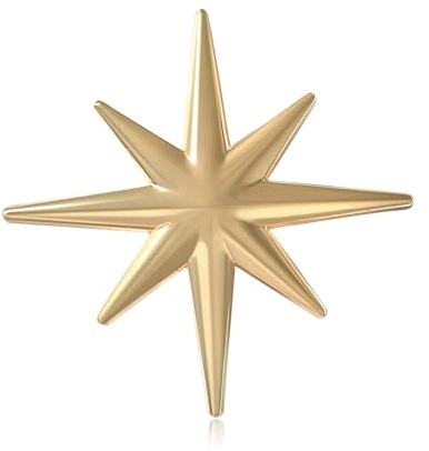 Broche minimalista de estrella para mujeres y hombres, pin de solapa chapado en oro o plata, accesorio de aleación de 4,6 cm, joyería celestial para trajes, sombreros, bolsos, corbatas, Medium, Metal