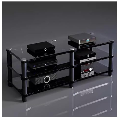 Audio Rack HiFi Regal Audio-Video-Medienständer, mehrstufiges Medienregal im Vintage-Stil, Organizer for Unterhaltungs-Stereokomponenten, einfach aufzubauender Heimkinoschrank(B1,3 Tier)