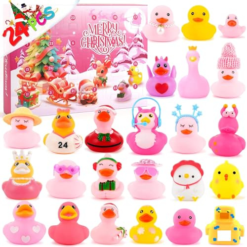 Rubber Duck Advent Calendar 2026, Christmas Countdown Calendar 24 Days Countdown Calendar Xmas Fun Duckie Bath Party Favor Gifts