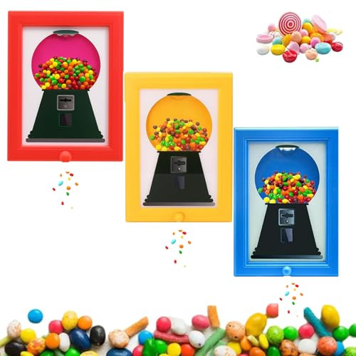 3PCS Wall Mounted Candy Machine Picture Frame - Interactive Gumball Machine Holds up to 1.5 Lb of Candy or Pet Treats. DIY Custom Frames Make Great Home Decor and Unique Thanksgiving or Christmas Gift