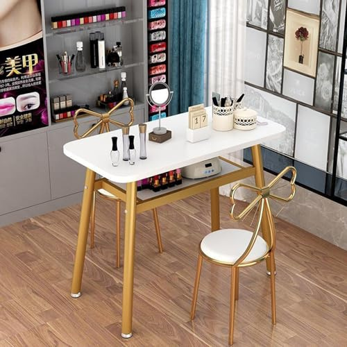QUSYZD Mesa de manicura Moderna con Estante Abierto para salón de Belleza, SPA, Escritorio de uñas, estación de Trabajo para el hogar y la Tienda de manicura, Estilo,Style 1-100