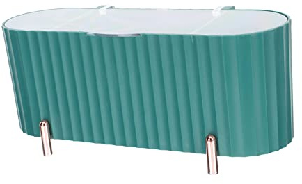 Beaupretty Boîte à Cosmétiques Multi-compartiments Taille Moyenne Couvercle Hermétique Vert, Organisateur de Coton à Maquillage Pratique pour Usage Domestique