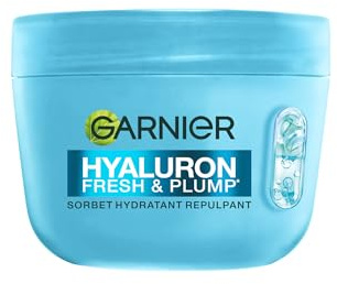 GARNIER - Hyaluron - Crème Sorbet Hydratante Repulpante Fresh & Plump - Crème Visage à l'Acide Hyaluronique - +60% Hydratation, Peau 83% Plus Rebondie & 100% Plus Lisse - Tous Types de Peaux - 85 ml