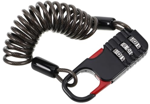 Amosfun Steel Cable Combination Bike Lock for Motorcycle Scooter Helmet and Stroller Security Retractable Mini Anti-Theft Lock with Resettable Code for Outdoor Cycling and Travel