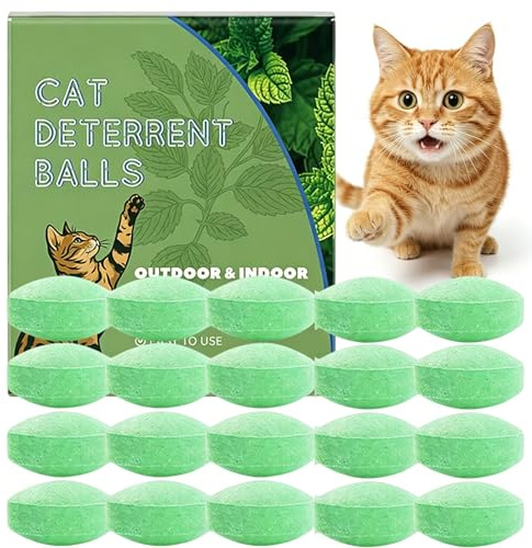 Cat Repellent for Gardens UK, Natural Peppermint Oil Cat Deterrent Balls | Outdoor Indoor Cates Scarer for Stray Cats Digging, Keep Cats Off Yard Garden Lawn Plants Furniture Safe