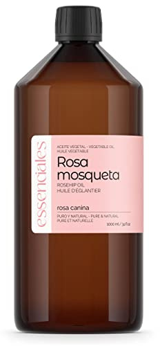 ESSENCIALES Olio Vegetale di Rosa Mosqueta BIO 1 L - 100% Puro e Naturale - Per Pelle, Massaggio e Cosmetica Fai da Te