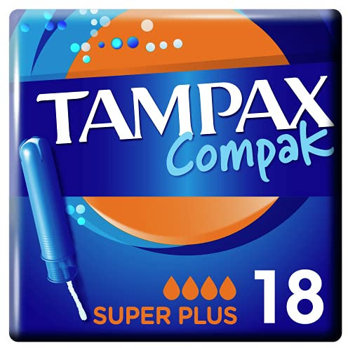 Tampax Compak Tampons, Super Plus mit Applikator, 18 Tampons, Auslaufschutz und Diskretion, super saugfähig