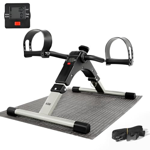 AGM Mini-Heimtrainer Fahrrad, Arm und Beintrainer Fitnesstrainer, Fitness, Hometrainer Bewegungstrainer mit LCD-Monitor und Einstellbarem Widerstand, Fitnessgerät für Zuhause, Büro Schwarz