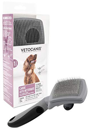 Vetocanis - Peigne Chien - Pour Toilettage - Dents Alternées Acier Inoxydable - Hygiène et Santé - Solide et Ergonomique