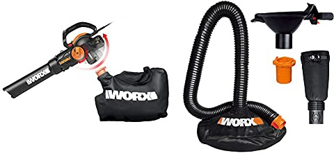 WORX WG512 Trivac 2.0 Electric 12-amp 3-in-1 Vacuum Blower/Mulcher/Vac with LeafPro Universal Leaf Collection System for All Major Blower/Vac Brands