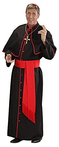 W WIDMANN MILANO Party Fashion - Disfraz de cardenal para hombre, traje de sacerdote con túnica, cinturón, gorro y mitra para carnaval