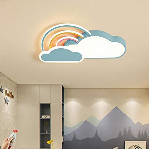 LED Deckenlicht Kinderzimmer Deckenleuchte Moderne Weiße Wolken Regenbogen Jungen Und Mädchen Deckenleuchten Dimmbar Deckenlampe Cartoon Kronleuchter Wohnzimmer Schlafzimmer Flur,Blau