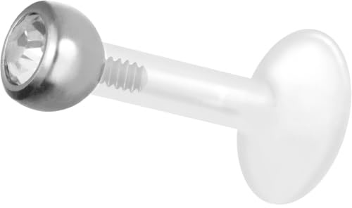 PIERCINGLINE PTFE Labret mit Innengewinde | TITAN AUFSATZ KRISTALL | Piercing Lippe Nase Ohr Helix | Farb & Größenauswahl