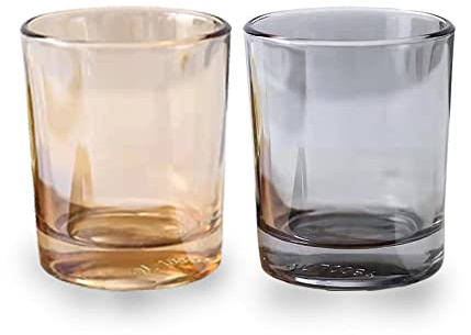 CAWEIN Glass Tumbler Cup 2PCS，Toothbrush Cup ，Holder for Makeup Brushes, Toothbrushes, Glasses, and Brushes on Bathroom (Amber & Gray)
