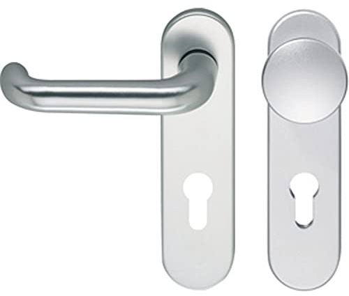 Eco D 110/KS Sicherheits Wechselgarnitur Türknopf und Türklinke auf Kurzschild PZ 72, Edelstahl