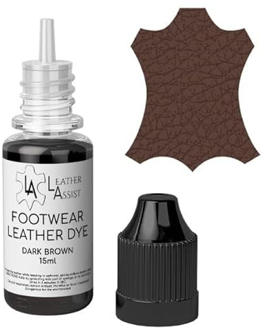 Leather Assist Footwear Leather Dye Paint Colour Repair, Leather Shoes, Leather Boots, Loafers, Trainers (Dark Brown)