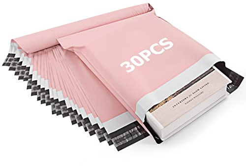 Dioxide 30pcs Versandbeutel, Bunte Versandtaschen, Wasserdichte Kuriertaschen Versandtaschen Warensendung Pakete für Versand den Versand von Kleidung, Kartons (Rosa 25x35)