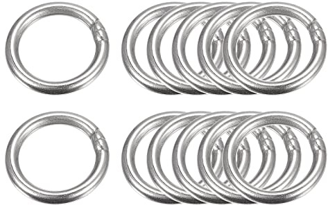 sourcing map 12 Stück O Ringe Edelstahl 304 Metallringe, 20 mm Außendurchm. 3 mm Dicke Geschweißter O-Ring für Befestigung Schrauben Haken Campinggürtel Hundeleinen Taschen Paracord