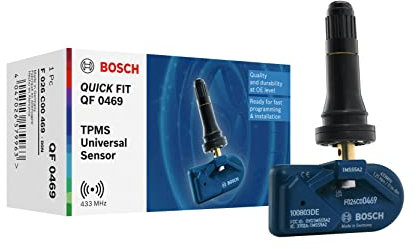 Bosch F026C00469 - QF0469 - Programmierbarer Quick FIT RDKS-Sensor - TPMS Reifendrucksensor mit schwarzem Gummiventil - 433,92 MHz